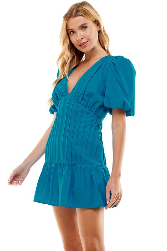 Electric Blue Pintuck Dress