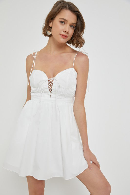 Pintuck Lace Up Dress - SALE