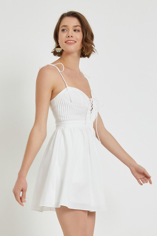 Pintuck Lace Up Dress - SALE