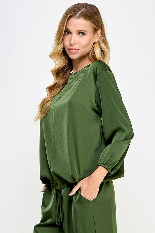 Satin Drawstring Top