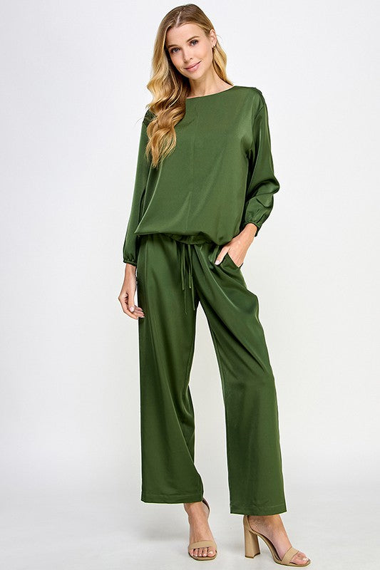 Satin Drawstring Top