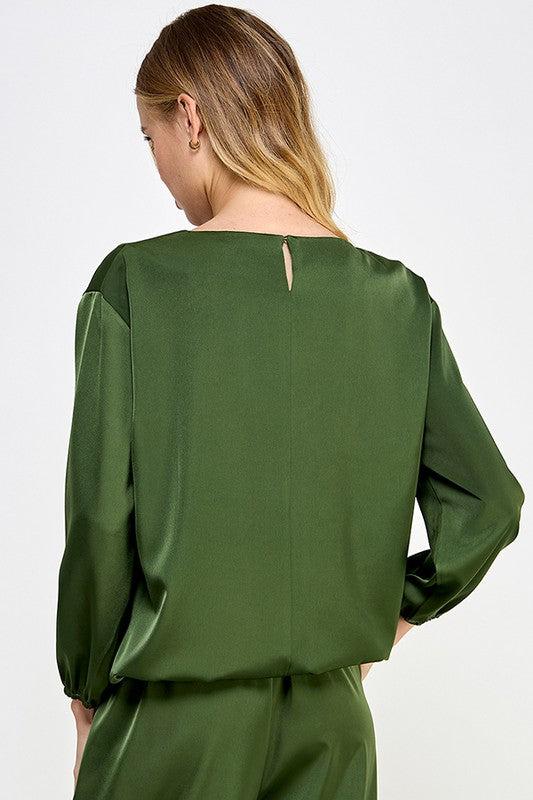Satin Drawstring Top
