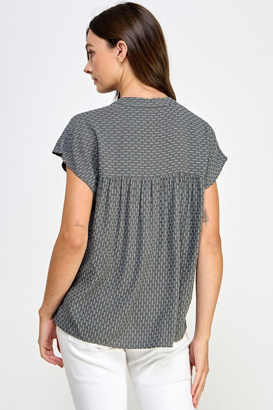 Gray Line Art Top