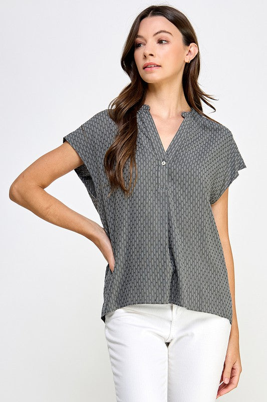 Gray Line Art Top
