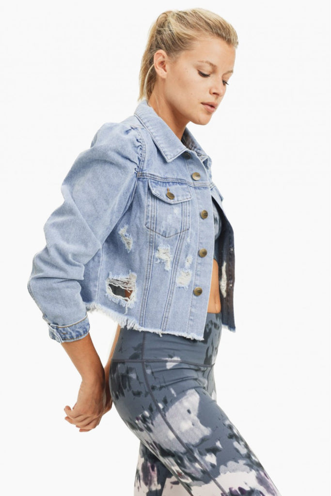Puffed Sleeve Denim Jacket