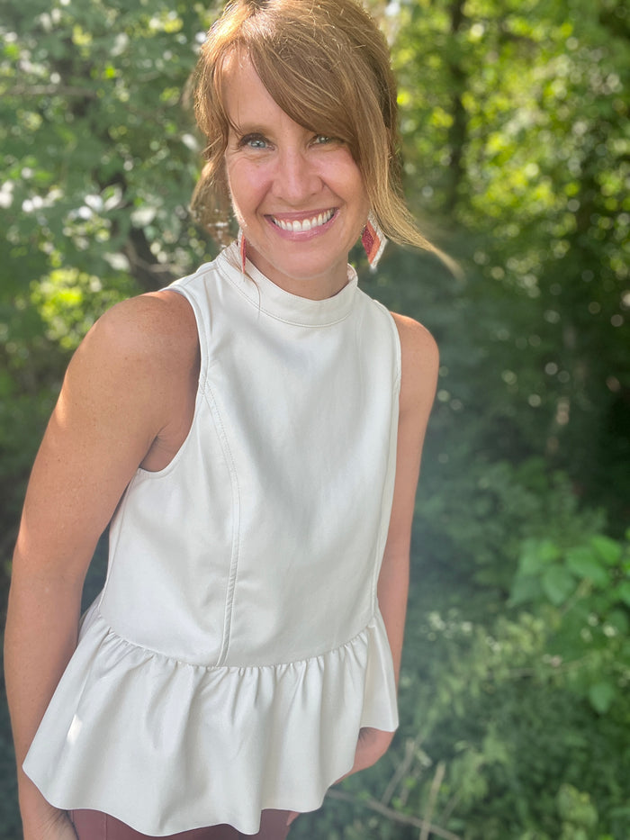 Faux Leather Peplum Tank