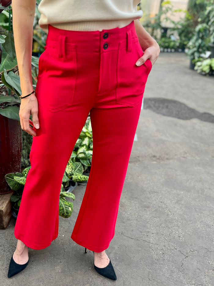 Red Ponte Flare Pants