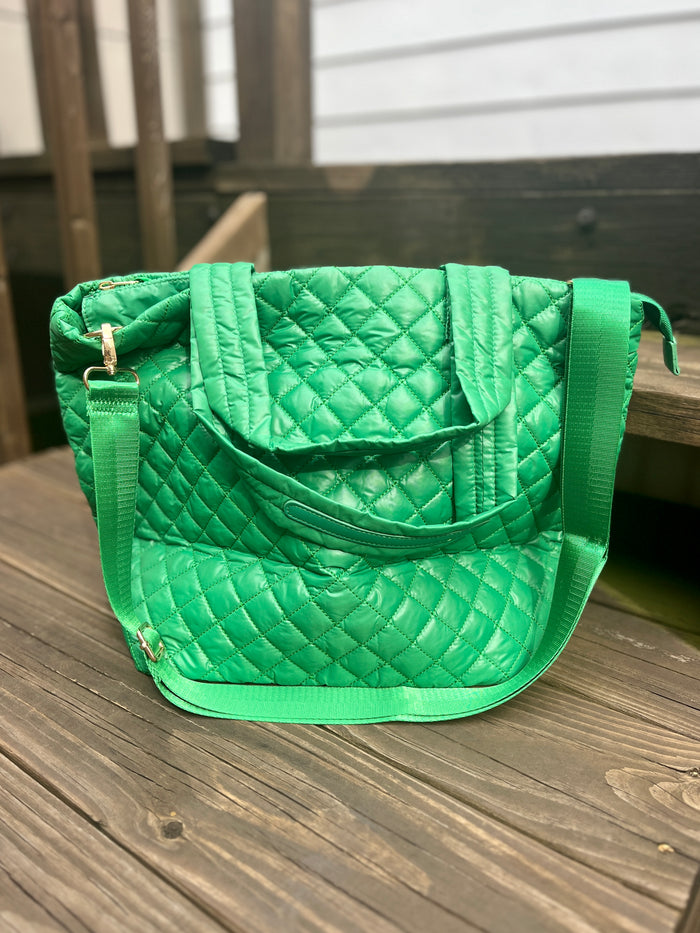 Quilted Tote Bag - Green