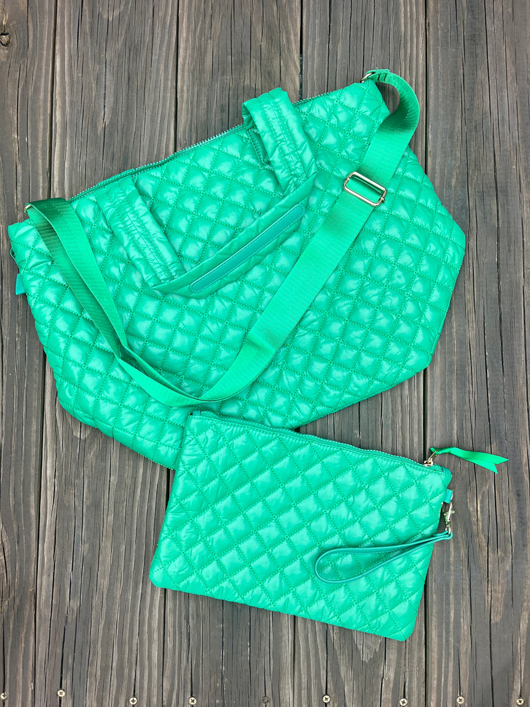 Quilted Tote Bag - Green