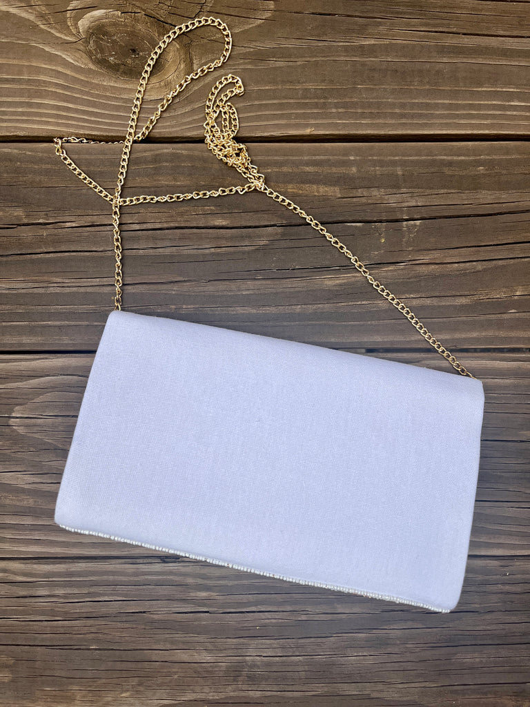 Seed Bead Crossbody Clutch - Gold Chevron