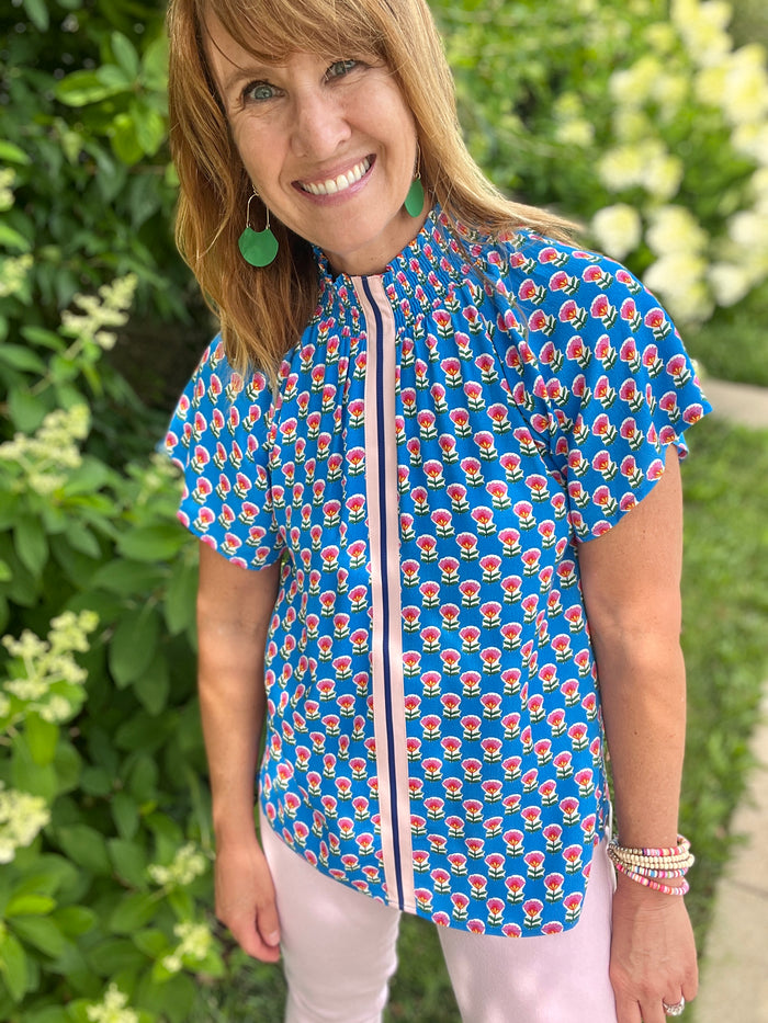 Center Stripe Floral Top