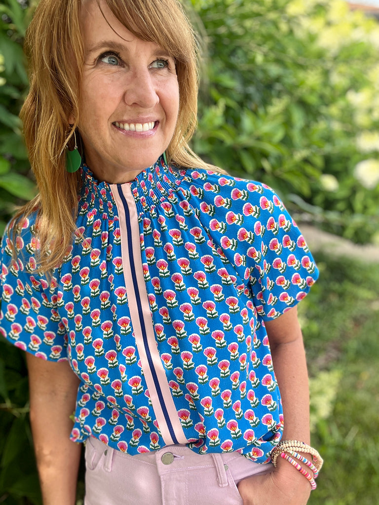 Center Stripe Floral Top