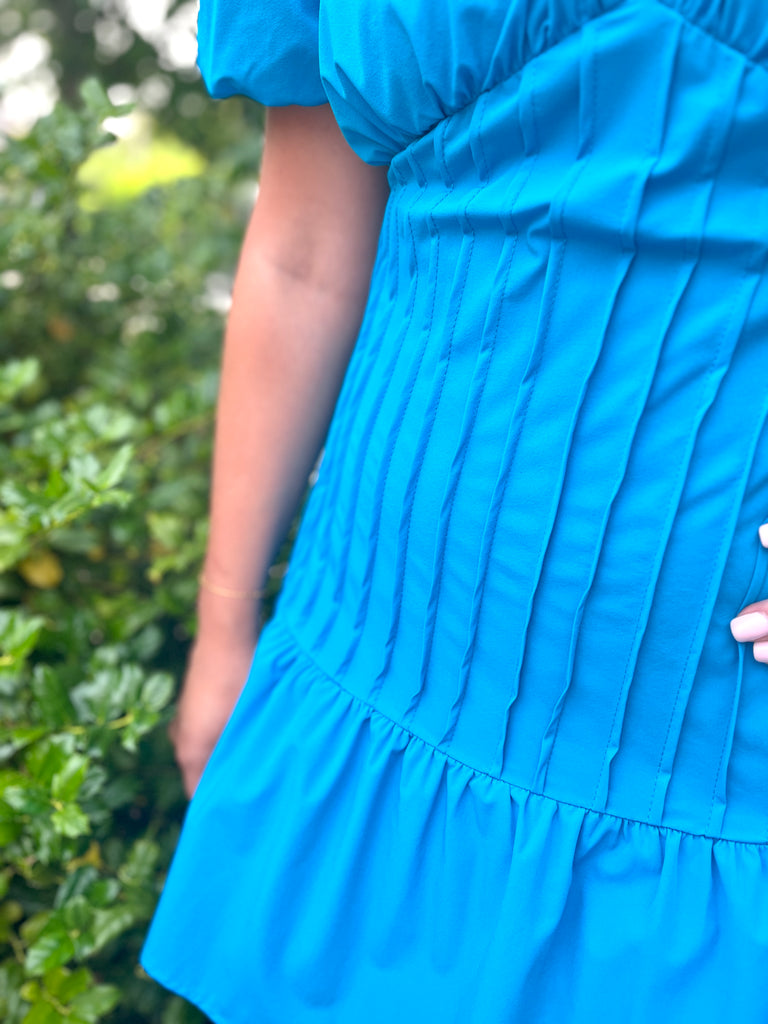 Electric Blue Pintuck Dress