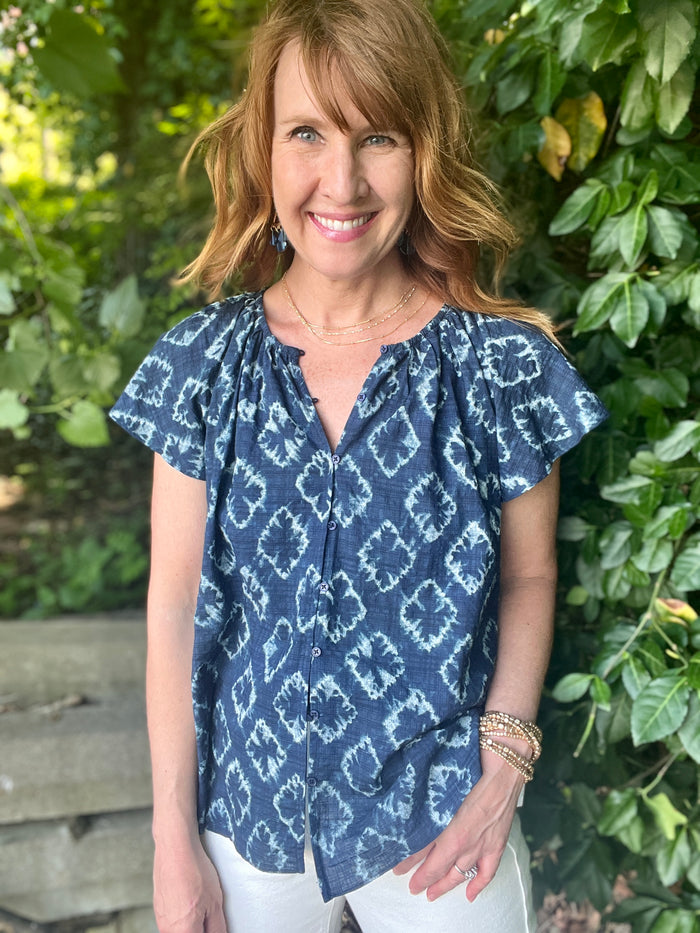 Indigo Ikat Top - SALE