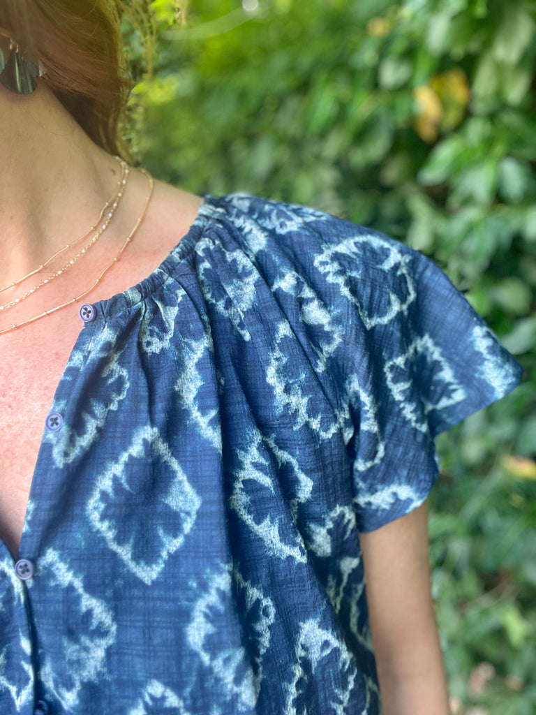 Indigo Ikat Top - SALE