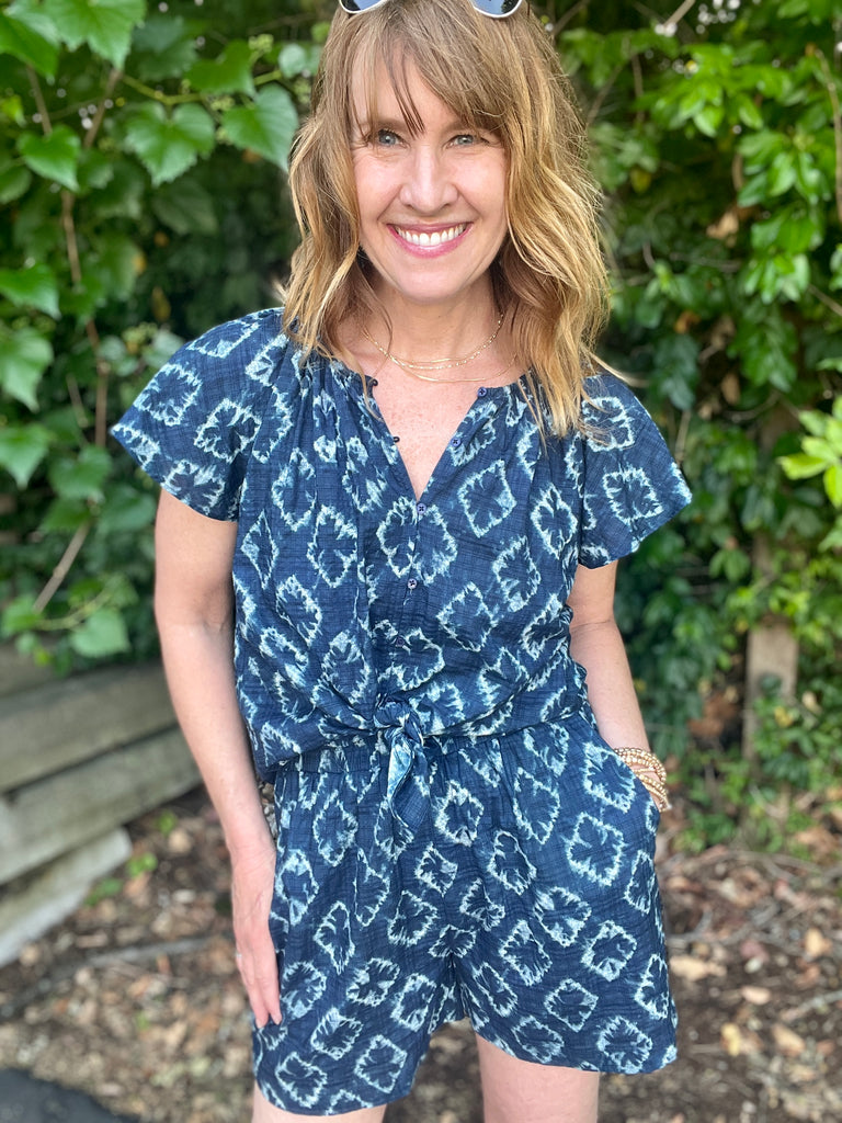 Indigo Ikat Top - SALE