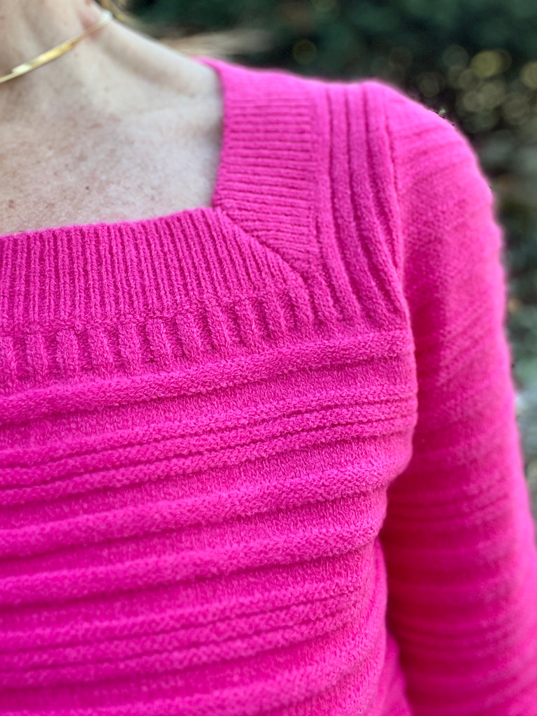 Ribbed Extended Cuff Sweater - Pink