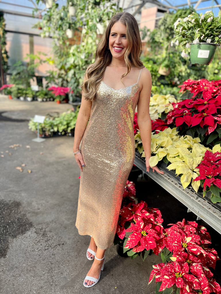 Gold Mini Sequin Dress