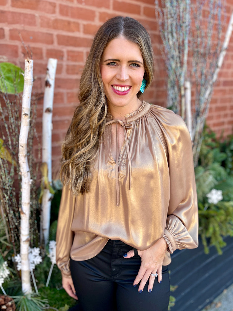 Gold Raw Edge Ruffled Top