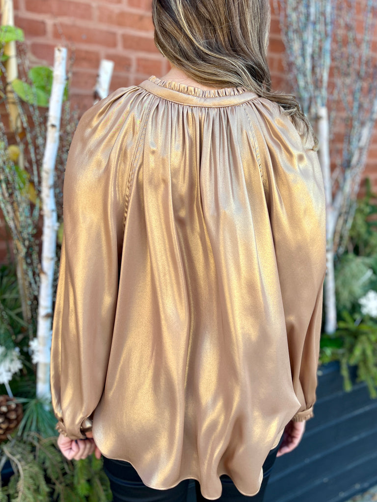 Gold Raw Edge Ruffled Top