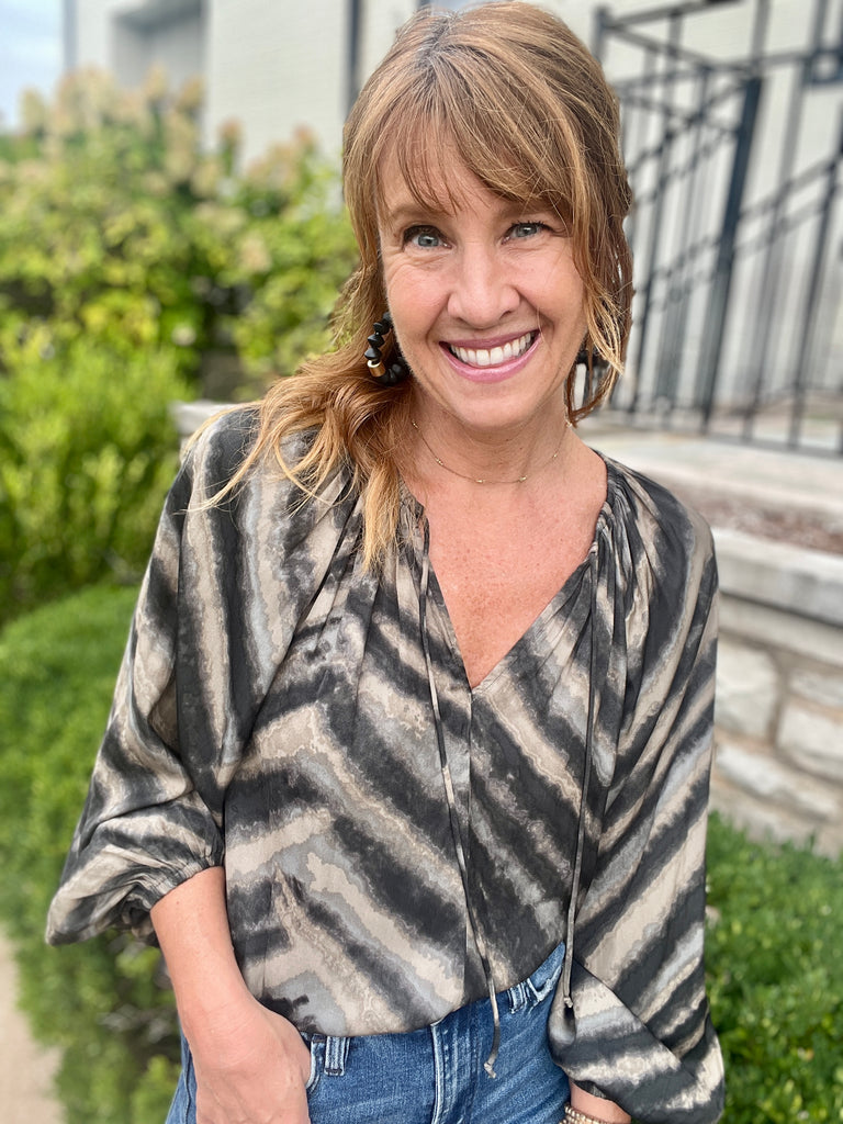 Washed Stripe Silky Top