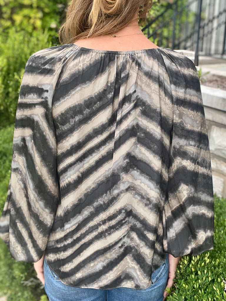Washed Stripe Silky Top