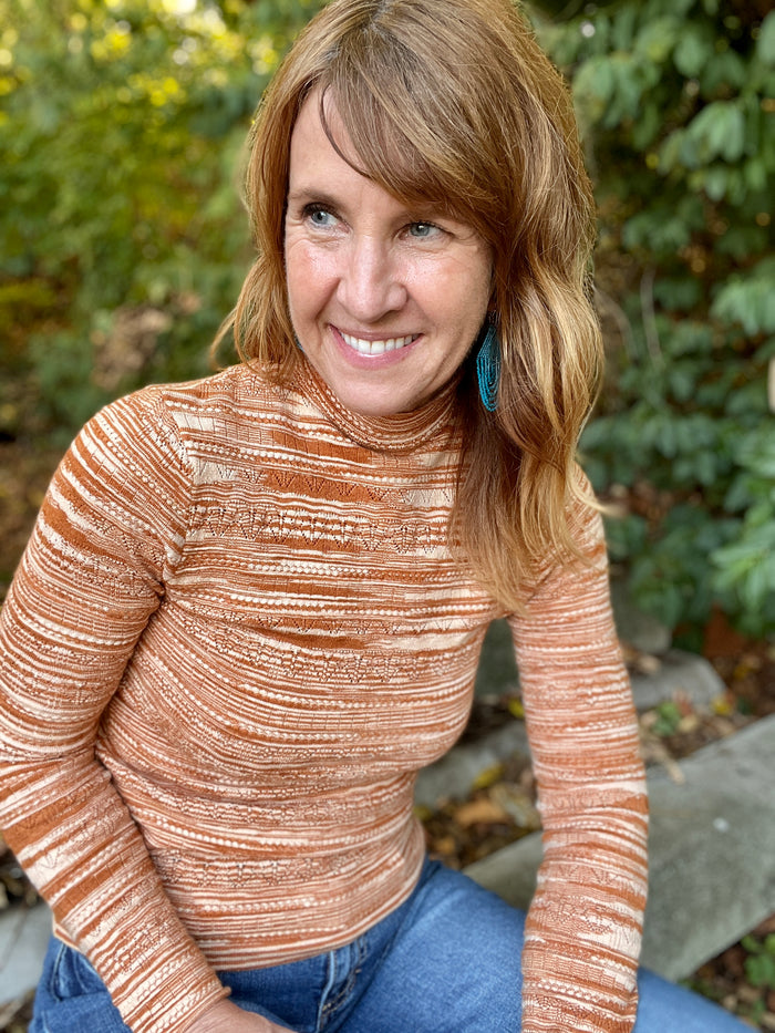 Caramel Pointelle Turtleneck