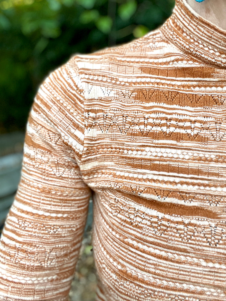 Caramel Pointelle Turtleneck