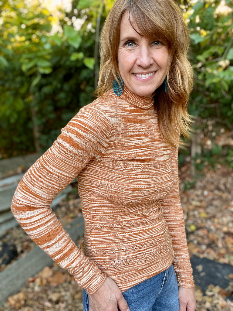 Caramel Pointelle Turtleneck