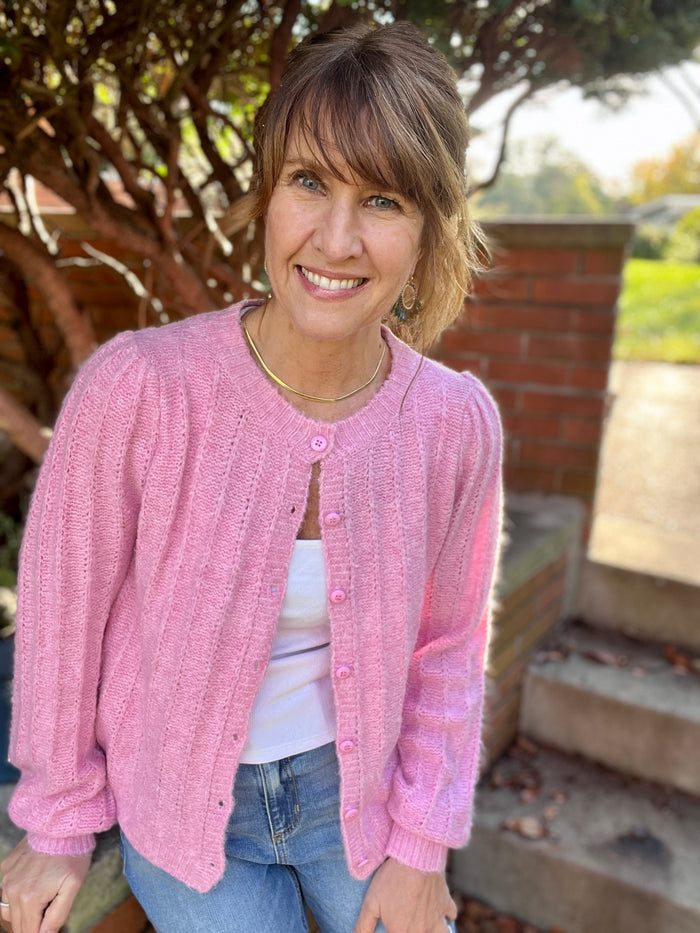 Baby Pink Fuzzy Cardigan