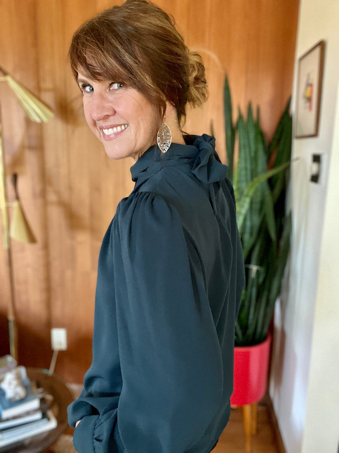 Duck Blue Twist Neck Top