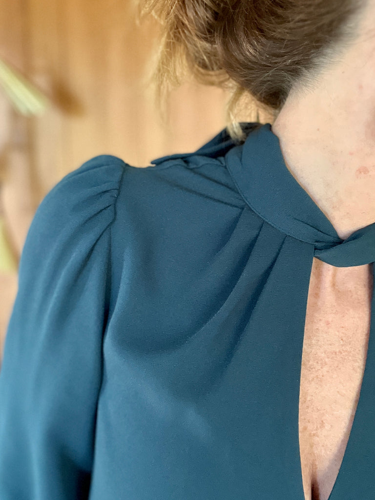 Duck Blue Twist Neck Top