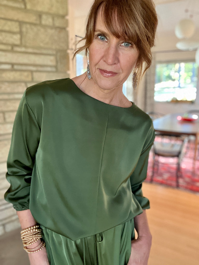 Satin Drawstring Top