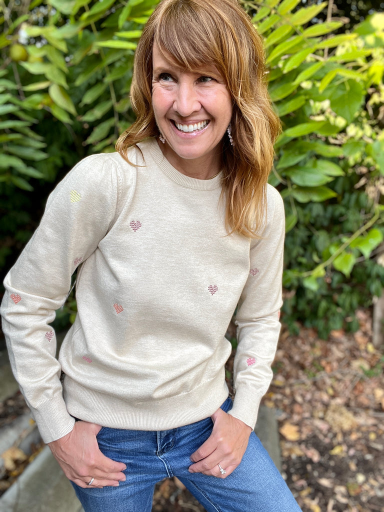 Embroidered Heart Sweater