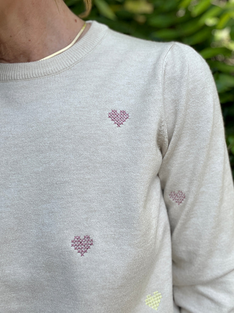 Embroidered Heart Sweater