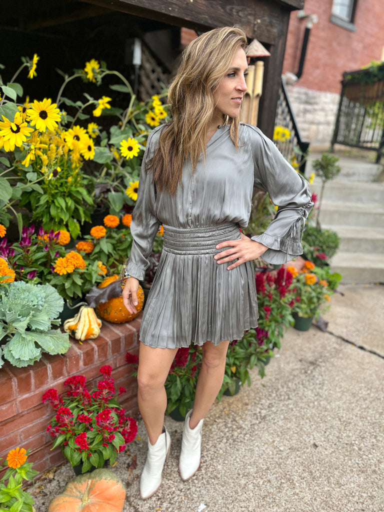 Moss Gray Silky Dress