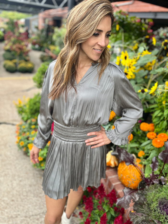 Moss Gray Silky Dress