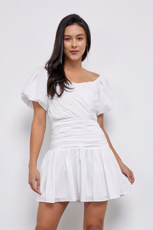Drop Waist Puff Sleeve Dress - SALE