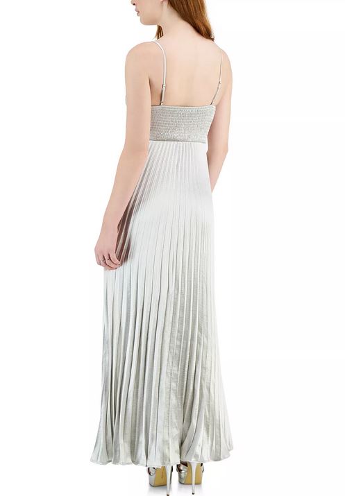 Pewter Pleated Maxi Dress