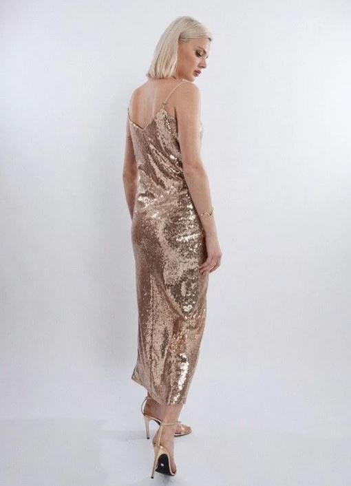 Gold Mini Sequin Dress