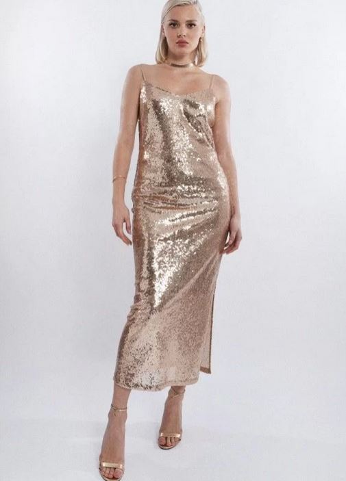 Gold Mini Sequin Dress
