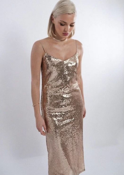 Gold Mini Sequin Dress