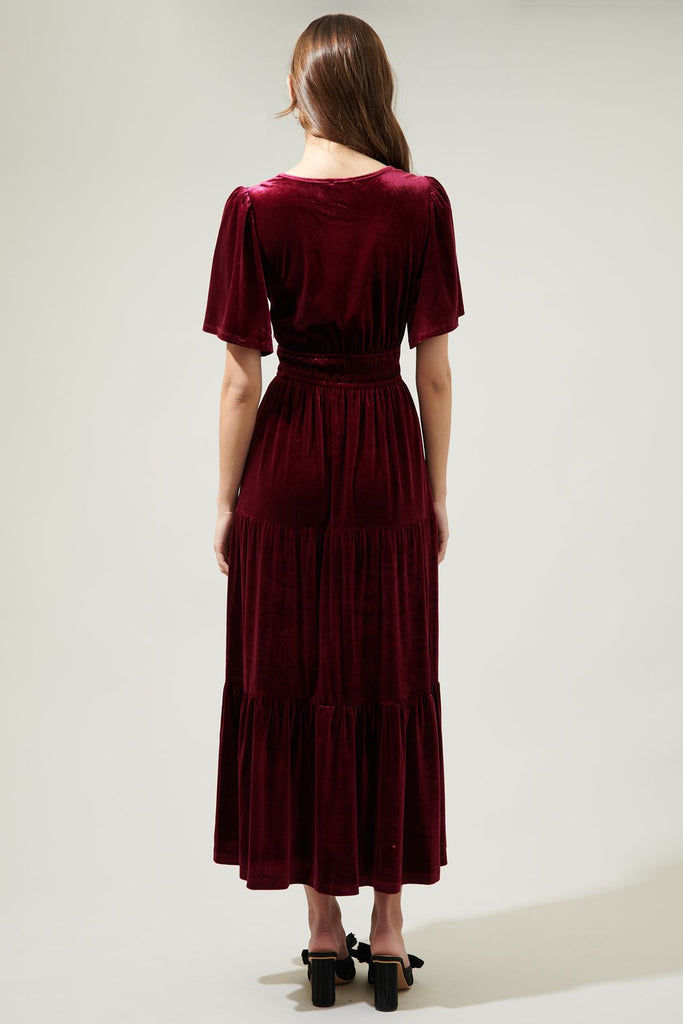 Velvet Tiered Maxi Dress