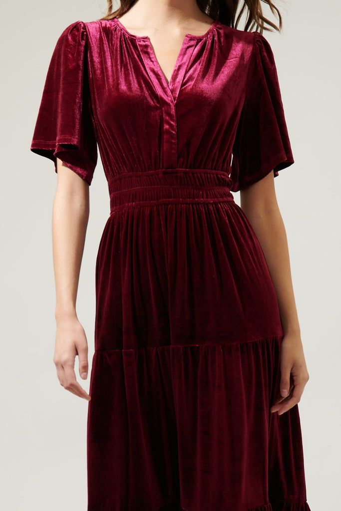 Velvet Tiered Maxi Dress