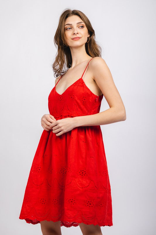 Tomato Eyelet Sun Dress - SALE