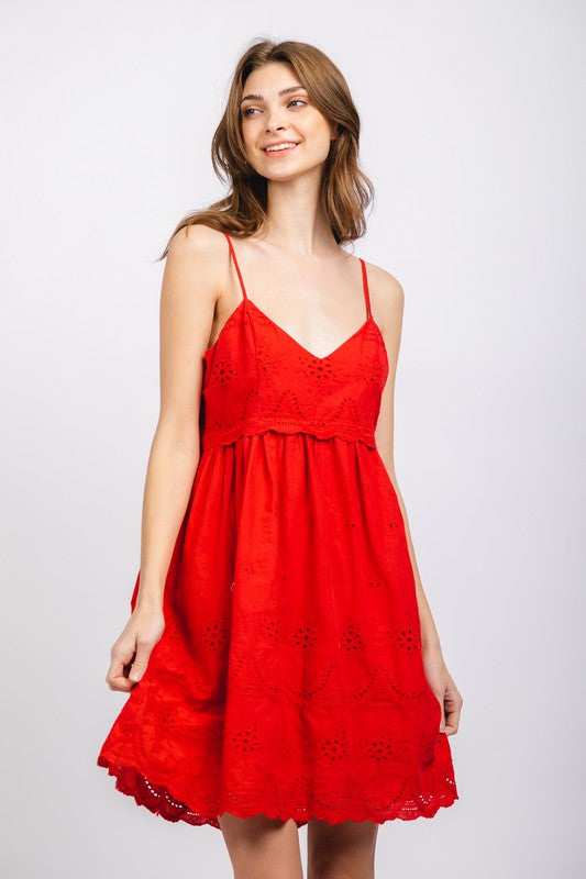 Tomato Eyelet Sun Dress - SALE