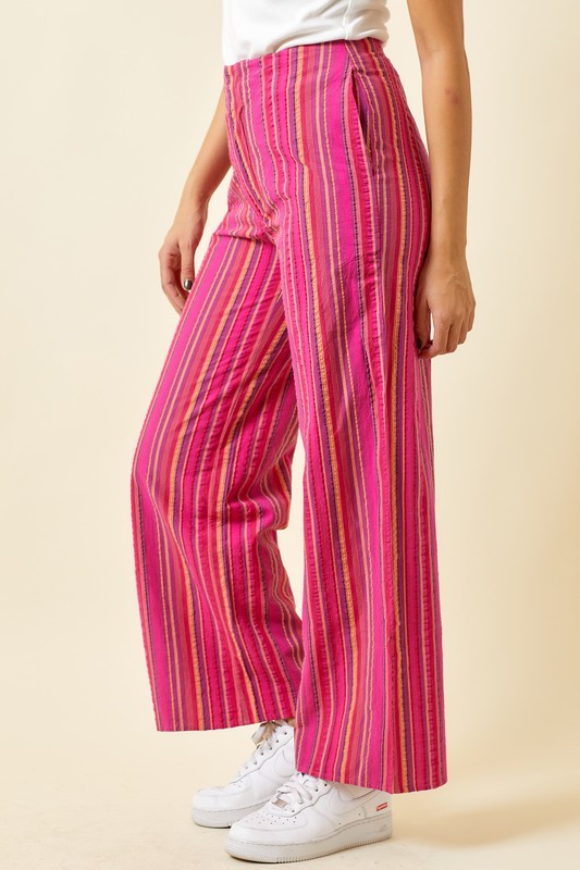 Fuchsia Striped Pants - SALE
