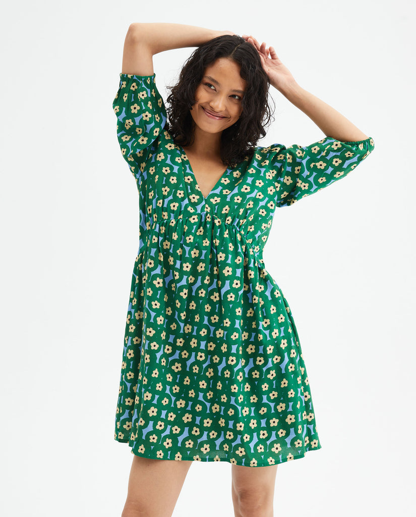 Double V-Neck Kelly Floral Dress