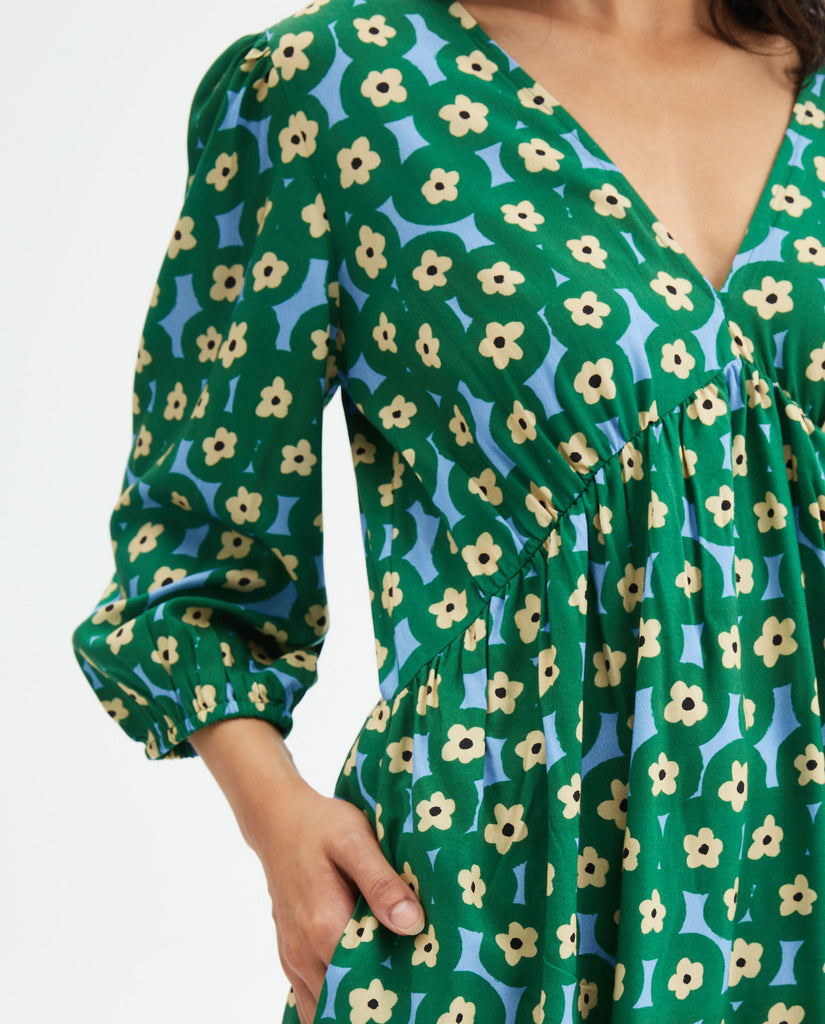 Double V-Neck Kelly Floral Dress