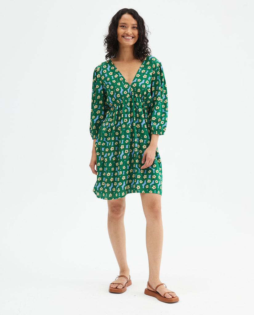 Double V-Neck Kelly Floral Dress